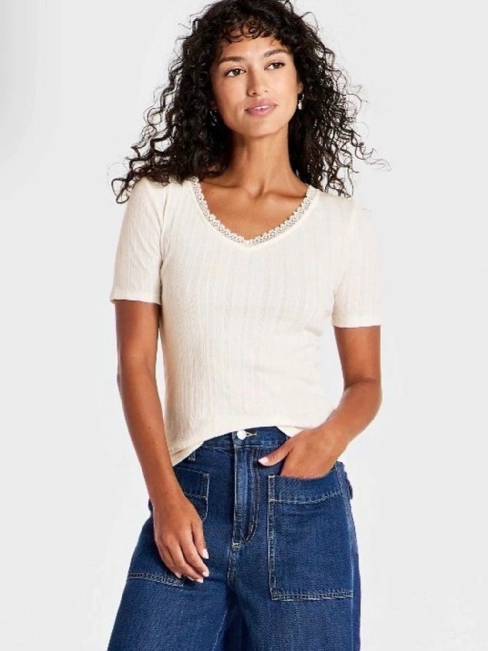 Universal Threads Cream Scoop neck Tee